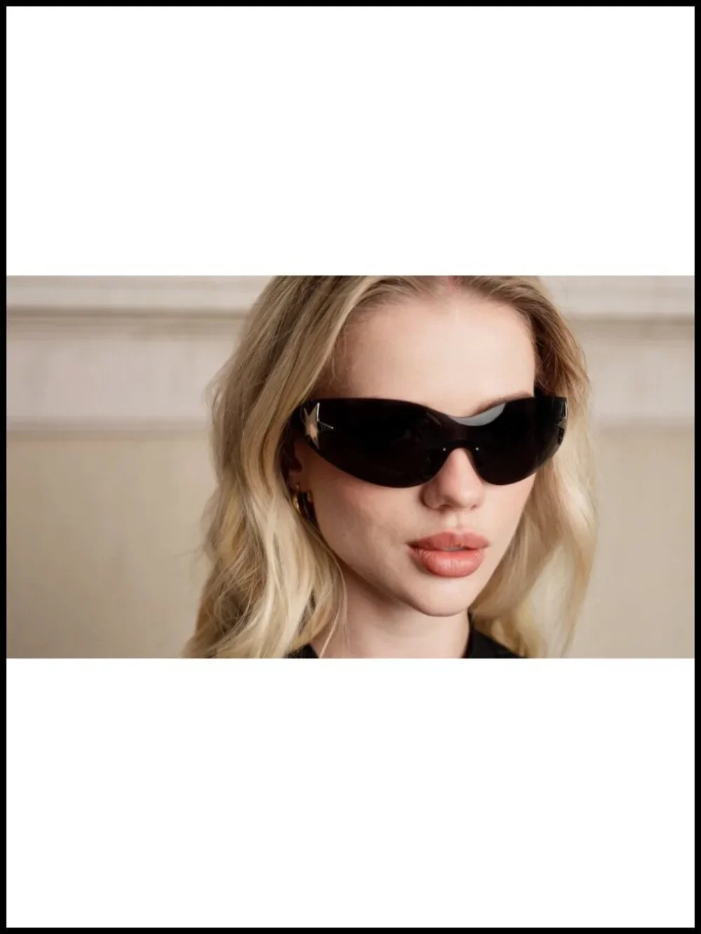 Rimless Shield Sunglasses Y2K Star Accent UV400